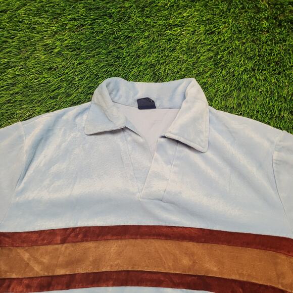 Vintage 70s Velour Chest Stripe Pullover Sweater Womens L/XL USA - Picture 2 of 11